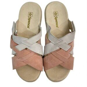 Spenco Suede Pink & Grey Orthotic Slide Sandals -  Size 11